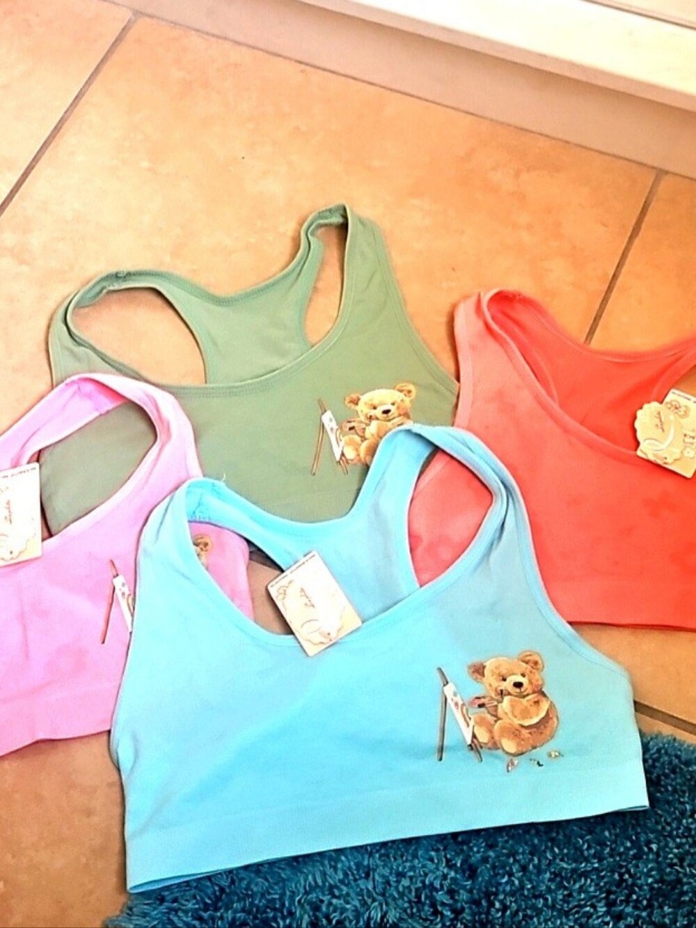 Kids BRAS by SOPHIA 4 COLORS coral Blue Green Pink NWT Size L14/16 Girls